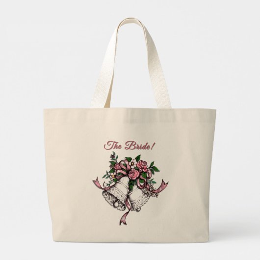 Roze trouwbellen de bruid grote tote bag (Achterkant)