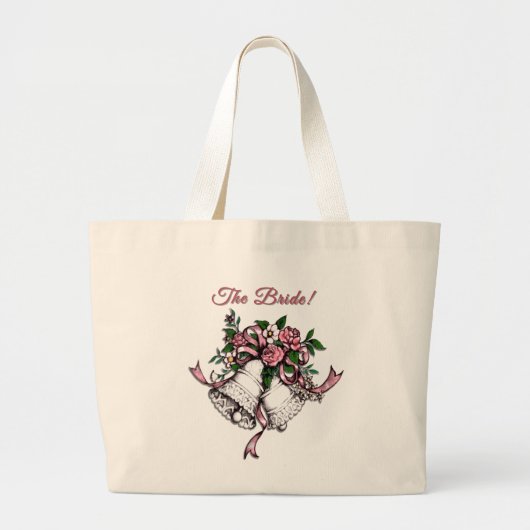 Roze Trouwbellen De Bruid Grote Tote Bag (Voorkant)