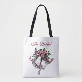 Roze trouwbellen de bruid tote bag