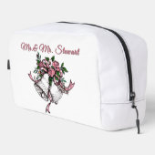 Roze Trouwbellen Personaliseren Toilettasje (Rechterhoek)