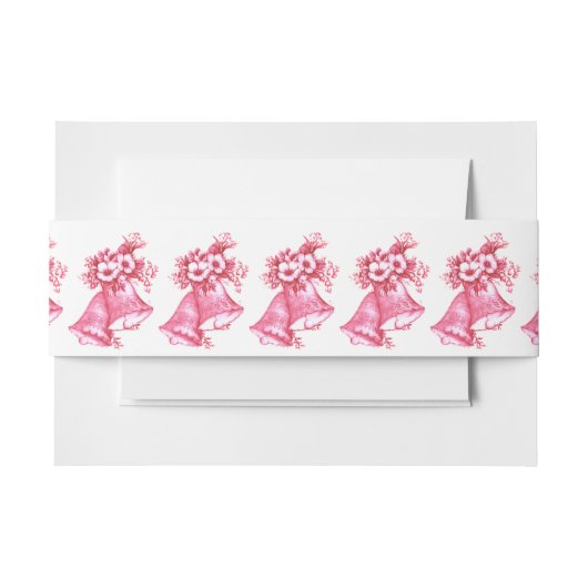 Roze trouwbellen uitnodigingen wikkel (Voorkant Voorbeeld)
