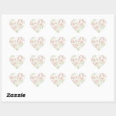 Roze Trouwbloemen Hart Sticker (Vel)
