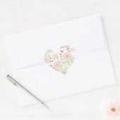 Roze Trouwbloemen Hart Sticker (Envelop)