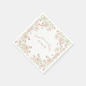 Roze Trouwbloemen Servet (Hoek)