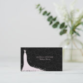 Roze trouwjurk op zwart Visitekaartje (Staand voorkant)