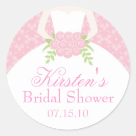 Roze Trouwjurk Vrijgezellenfeest Ronde Sticker