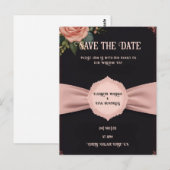Roze trouwkaart ansichtkaart briefkaart (Voorkant / Achterkant)