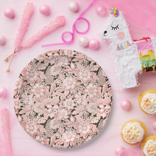  roze trouwkant papieren bordje (Feest)