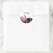 Roze trouwlabel ronde sticker (Tas)