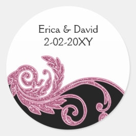 Roze trouwlabel ronde sticker