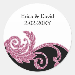 roze trouwlabel ronde sticker