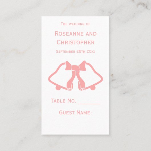 Roze Trouwplaats Instelling Kaart Bells Ribbon Plaatskaartje (Achterkant)