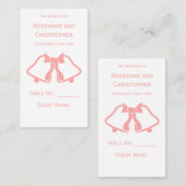 Roze Trouwplaats Instelling Kaart Bells Ribbon Plaatskaartje (Voorkant / Achterkant)