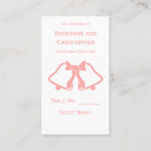 Roze Trouwplaats Instelling Kaart Bells Ribbon Plaatskaartje (Voorkant)