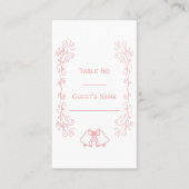 Roze Trouwplaats Kaartklokken Scrollwork Plaatskaartje (Voorkant)