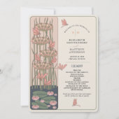 Roze Trouwprogramma Art Nouveau Dragonflies Kaart (Voorkant)