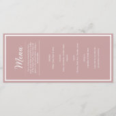 Roze Trouwreceptie Diner Menu (Voorkant)