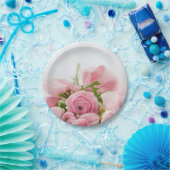 Roze Trouwrozen Papieren Bordje (Feest)