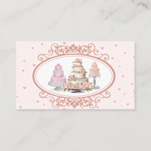 Roze Trouwtaart Baker Visitekaartje (Achterkant)