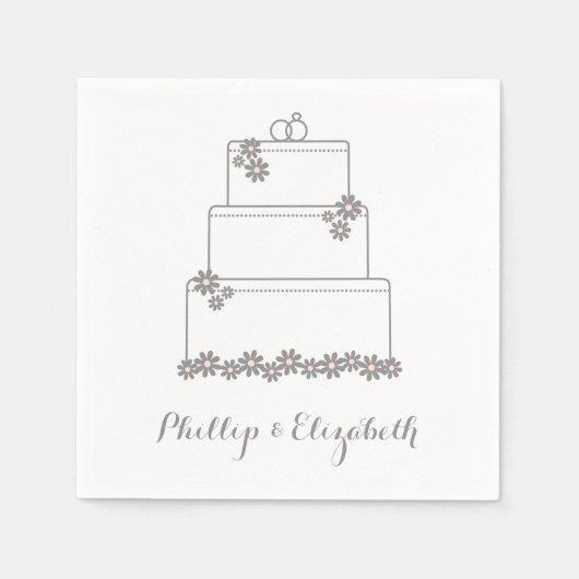 Roze Trouwtaart Receptie Dessert Servetten (Voorkant)