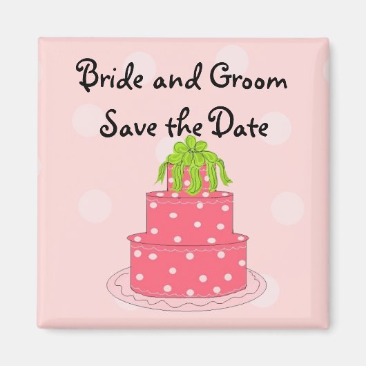Roze trouwtaart Save the Date Magneet (Voorkant)