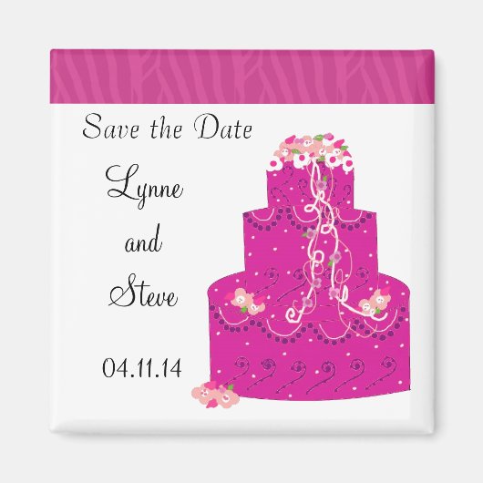 Roze trouwtaart Save the Date Magneet (Voorkant)