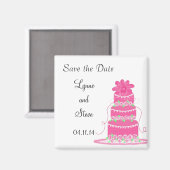 Roze trouwtaart Save the Date Magneet (Voorkant / Achterkant)