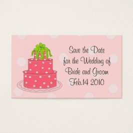 Roze trouwtaart Save the Date Visitekaartjes