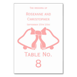 Roze Trouwtafel Nummer Kaart bellen en lint