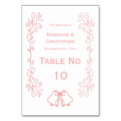 Roze Trouwtafel Nummer Kaart Bells Scrollwork (Achterkant)
