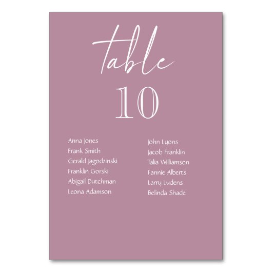 Roze Trouwtafel nummers met gastnamen Kaart (Voorkant)