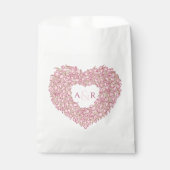 Roze trouwtulpen bloemhart bouquet monogram bedankzakje (Voorkant)