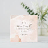 Roze trouwuitnodiging Save The Date Kaart (Staand voorkant)