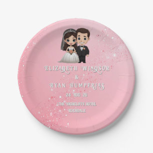 Roze trouwuitnodigingen met diamant glitters papieren bordje