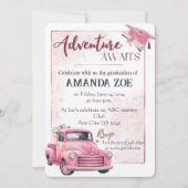 Roze truck afstuderen uitnodiging (Voorkant)
