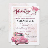 Roze truck afstuderen uitnodiging (Voorkant / Achterkant)