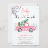Roze Truck Baby Het is koud Baby shower van buiten Kaart (Voorkant)
