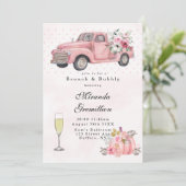 Roze  Truck Brunch en Bubble Kaart (Staand voorkant)