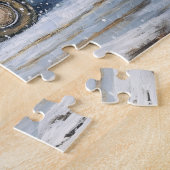 Roze  truck die een kerstboom vervoert legpuzzel (Zijkant)