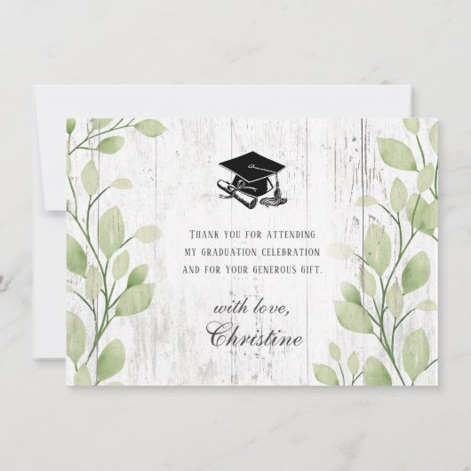  Roze Truck Greenery Rustiek Afstuderen Bedankkaart (Achterkant)