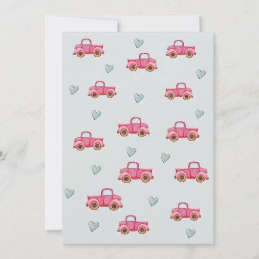 roze truck & hart verjaardag Uitnodiging (Achterkant)