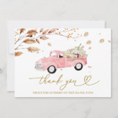 Roze Truck Herfst Baby shower Dank u Kaart (Voorkant)