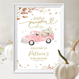 Roze Truck Herfst Meisje Baby Shower Welkom Bord Poster