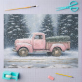Roze  Truck Kerstboom Decoupage Tissuepapier (Craft)
