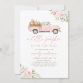 Roze Truck Little Pumpkin Girl Baby shower Kaart (Voorkant)