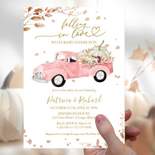 Roze Truck Meisje Baby Shower - Vallende Liefde Kaart