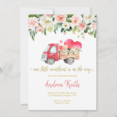 Roze truck Onze kleine liefdesuitnodiging Kaart (Voorkant)