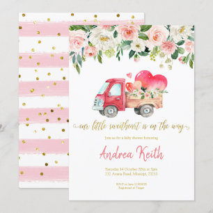 Roze truck Onze kleine liefdesuitnodiging Kaart