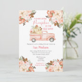 Roze Truck Peach Baby shower Uitnodiging (Staand voorkant)