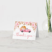 Roze Truck Pompoen Baby shower Gevouwen Bedankt Ka (Voorkant)